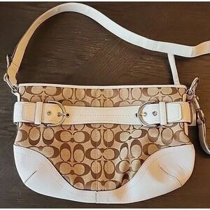Coach Signature‎ Shoulder Bag Canvas Leather Beige